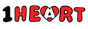 1HEART red black and white wordmark
